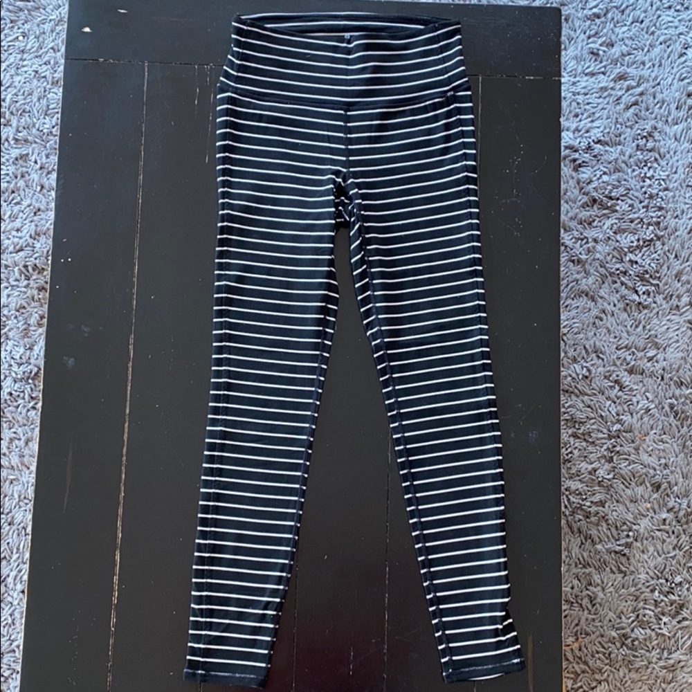 Athleta Black & White Striped Legging